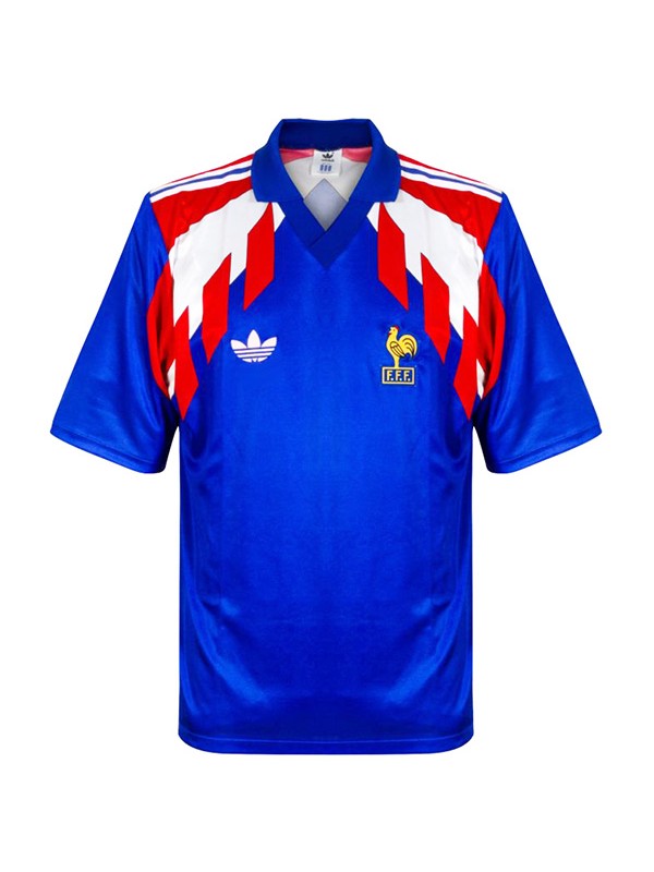 France home retro jersey soccer uniform men's first football top shirt 1988-1990